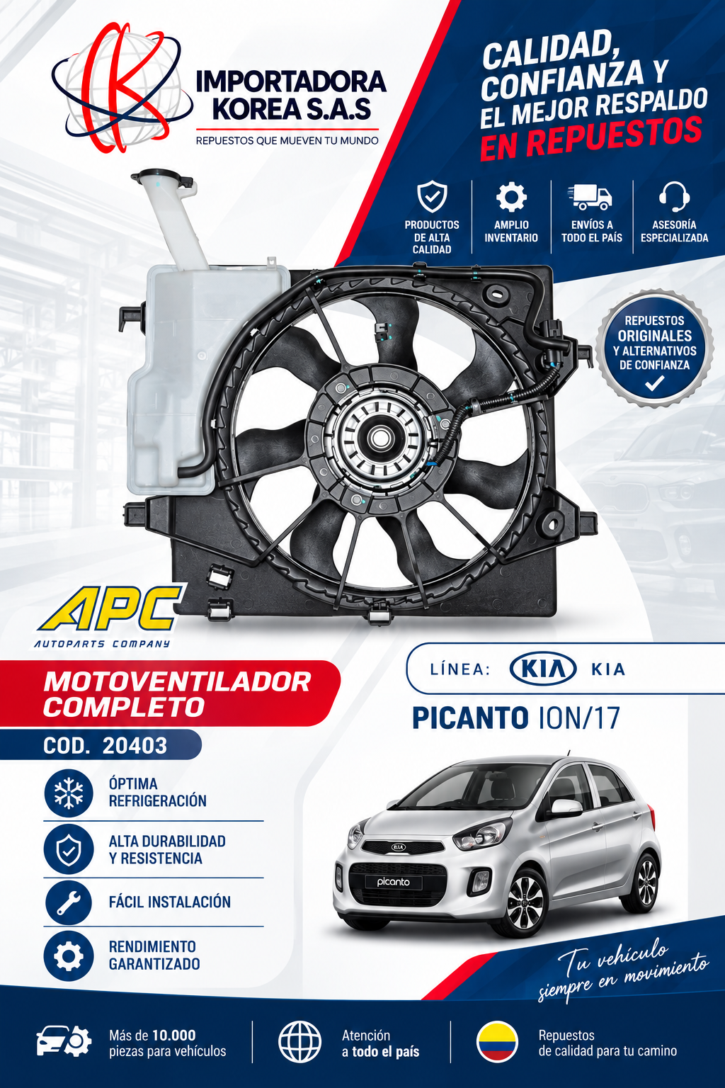 Motoventilador completo Kia Picanto ION I17