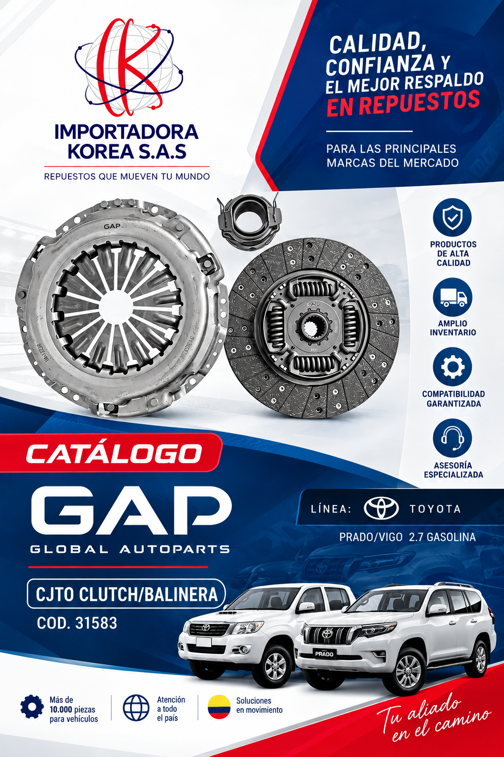 Kit clutch balinera Toyota Prado Vigo 2.7 gasolina