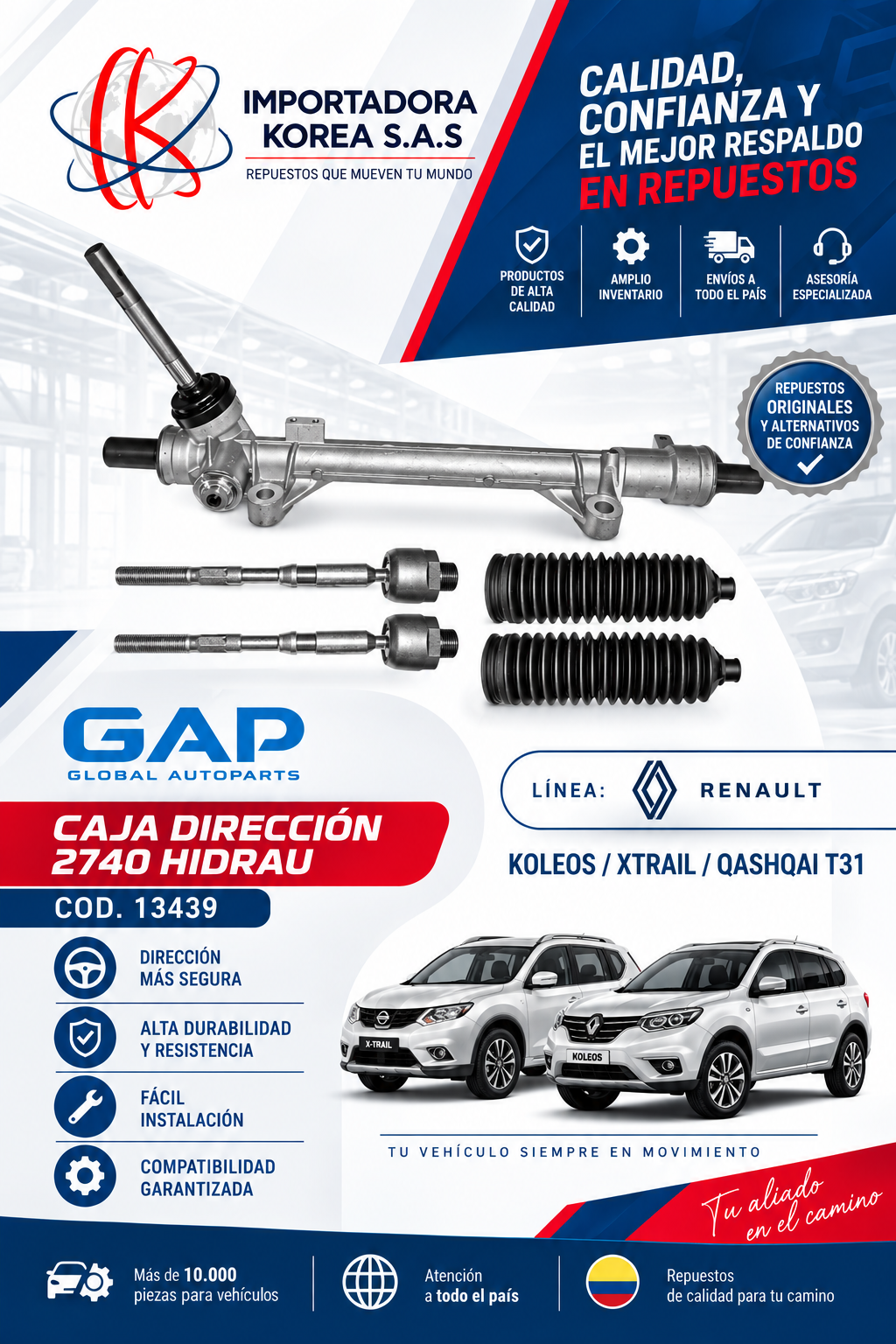 Caja de dirección hidráulica Renault Koleos X-Trail Qashqai