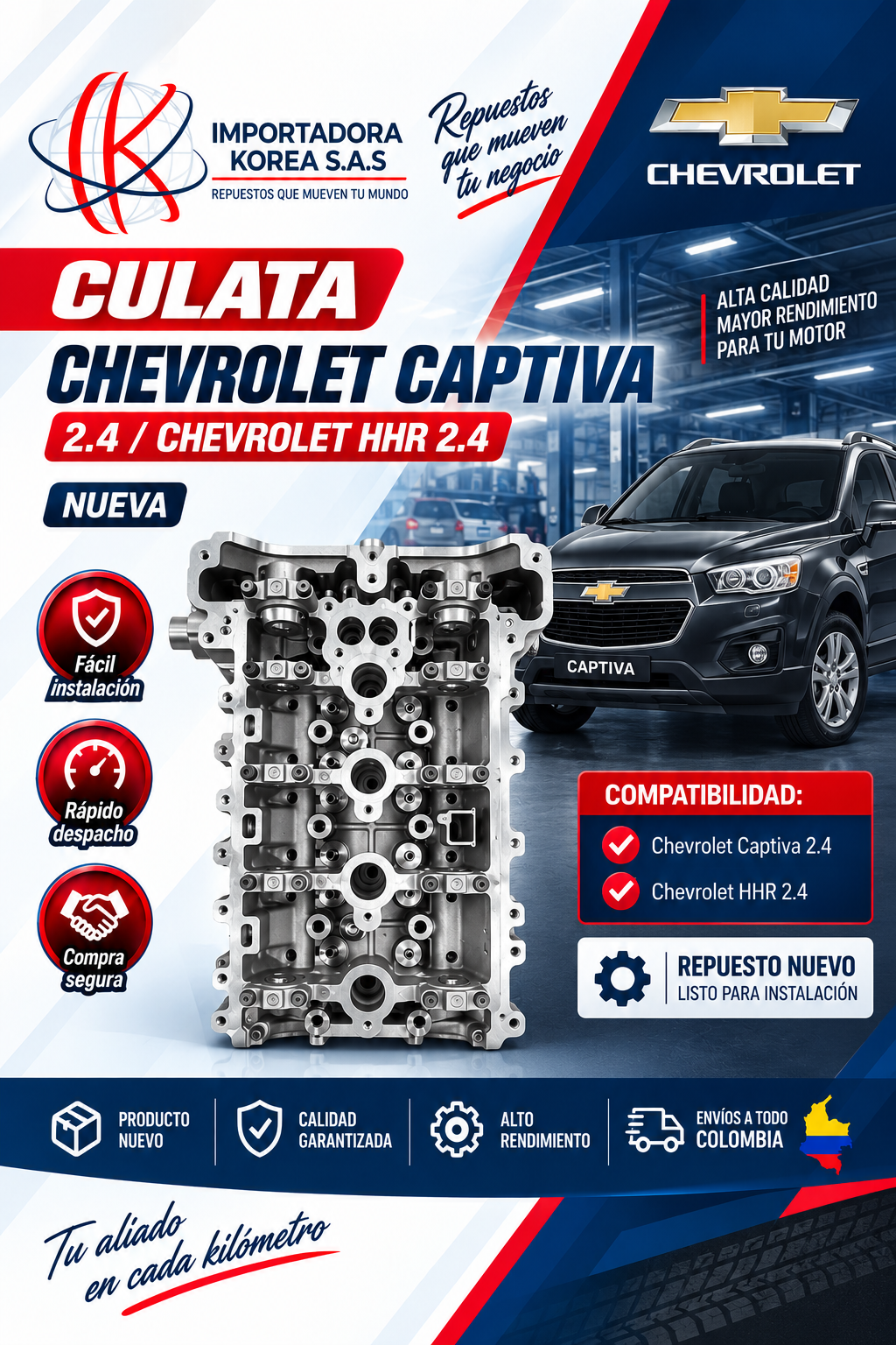 Culata Chevrolet Captiva 2.4 y Chevrolet HHR 2.4